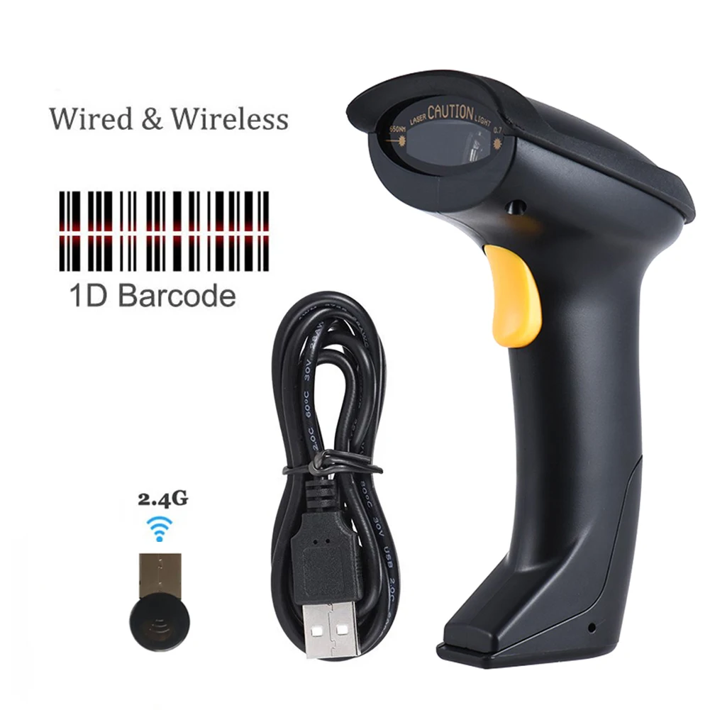 Портативный беспроводной и проводной 1D лазерный сканер штрихкодов считыватель