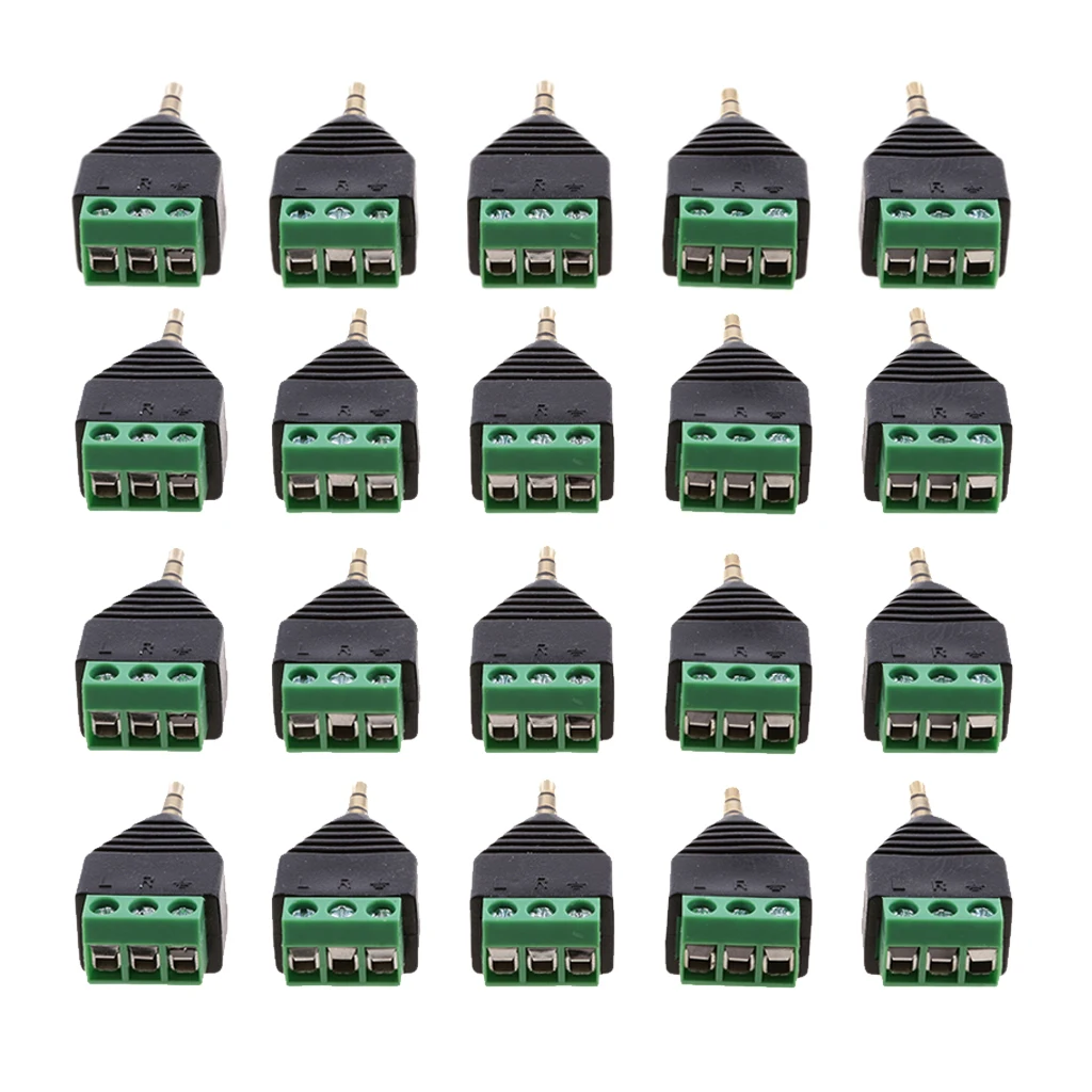 

20 Packs 3.5mm 3 Pole Stereo Audio Vedio Male To 3 Screw Terminal