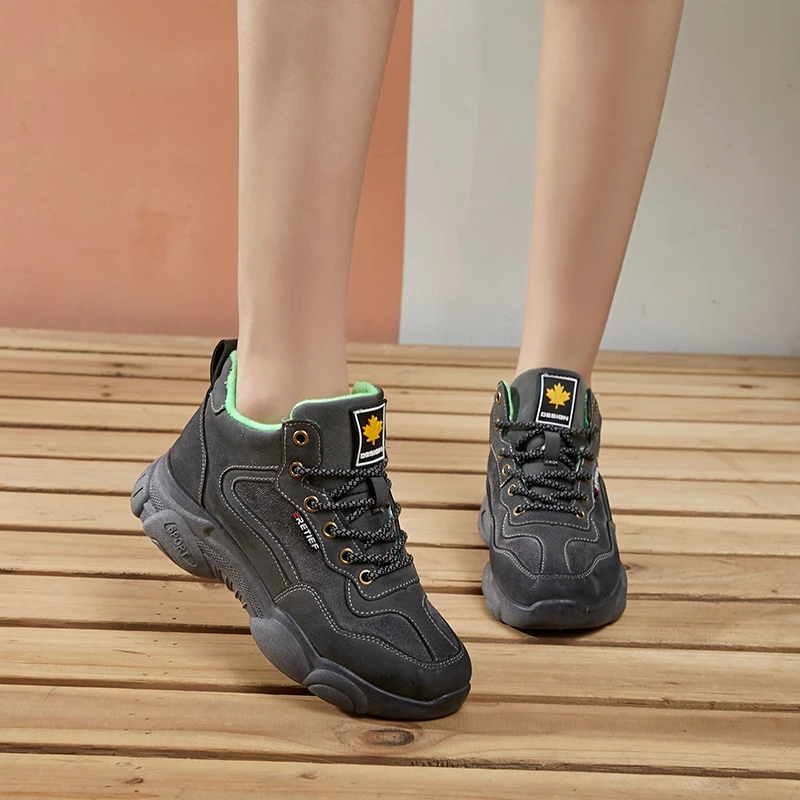 

Fashion Chunky Sneakers Women Shoes Faux suede Walking Shoes Lace Up Flat Shoes Woman Thick Bottom Platform Casual Shoes