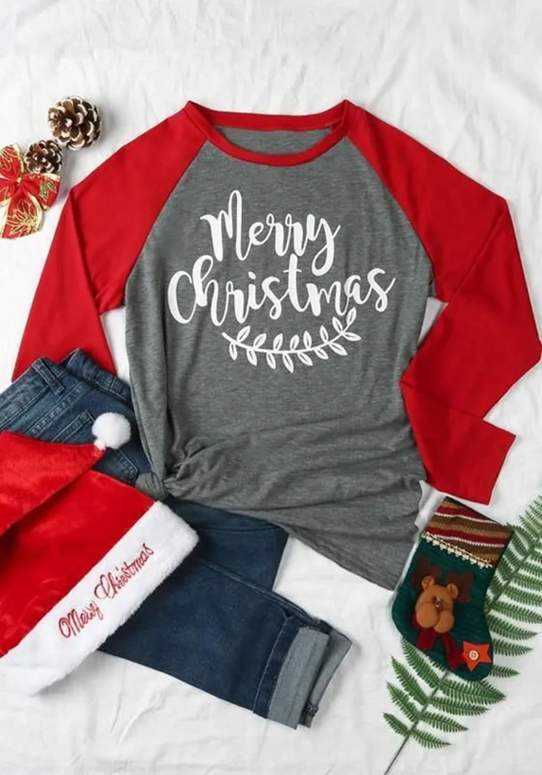 

Female Tshirt T Tops Fashion Fall Tee Shirt Women Winter T-shirts Tee Merry Christmas Top Womens
