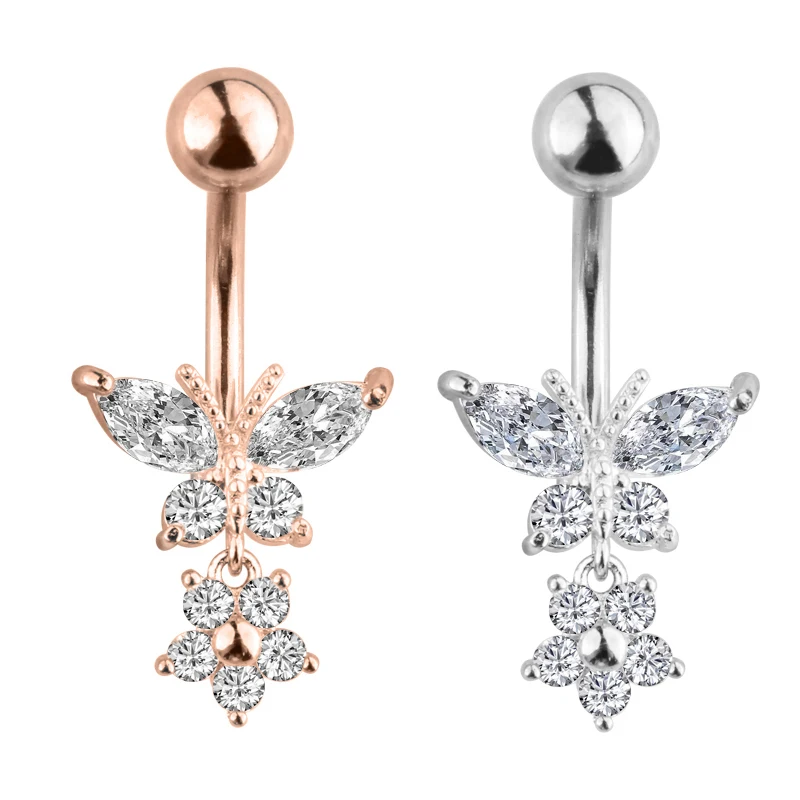 1 шт бабочка модное кольцо из нержавеющей стали пирсинг-серьги для пупка Кольца