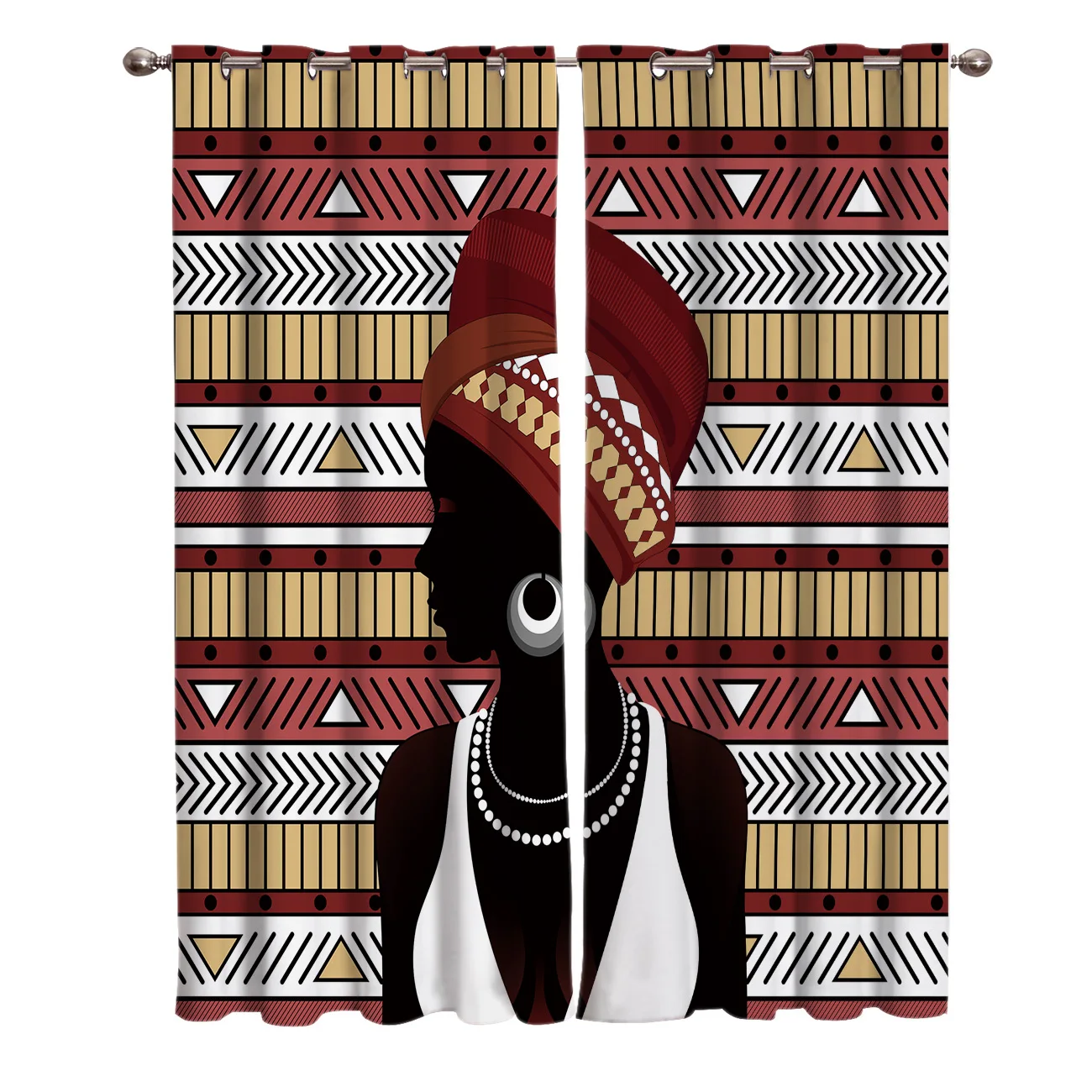 Geometic African Women Ethnic Room Curtains Window Curtain Lights Bathroom Bedroom Indoor Print Kids Panels | Дом и сад