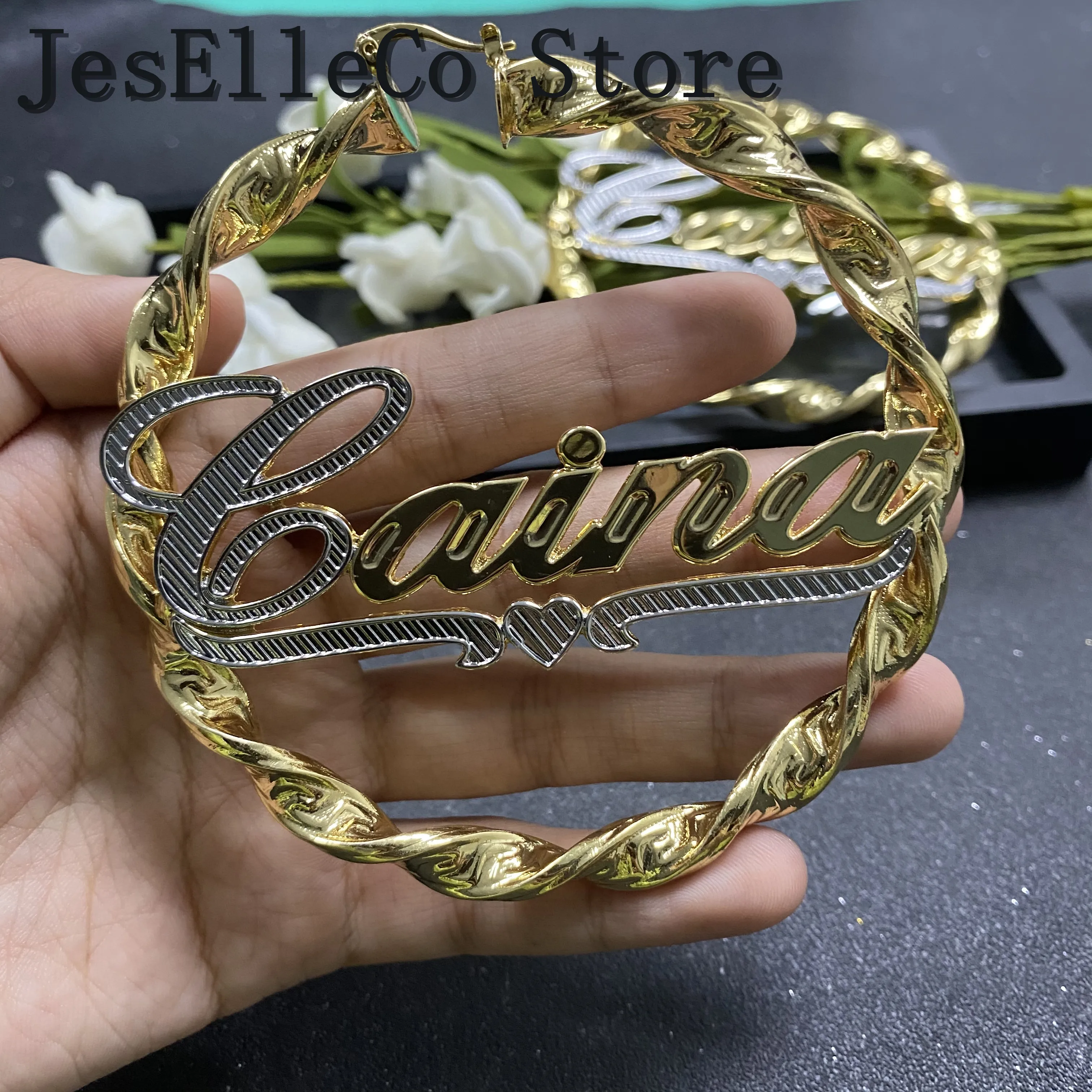 Модные серьги-кольца с именем на заказ серьги для женщин комплект золотых серег в