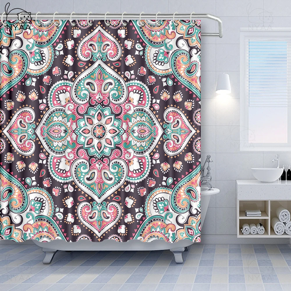 Занавеска для душа в богемном стиле с мандалой Геометрическая Водонепроницаемая