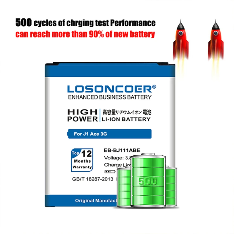 Литий полимерные аккумуляторы LOSONCOER 3000 мАч для Samsung Galaxy J1 Ace 3G Duos J111F|battery for samsung|battery
