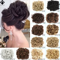 messy curly synthetic hair bun comb chignon with hair elastic band clip in natural fake hair pieces for women hairpieces
