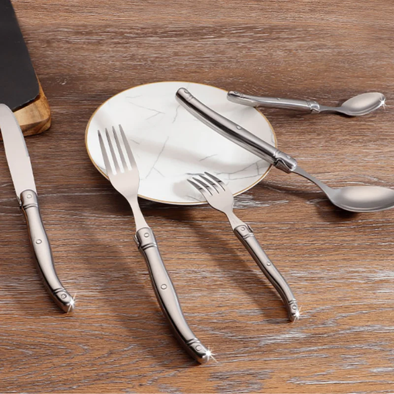 

Luxury Dinnerware Sets Unbreakable Camping Spoons Cutlery Food Soup Spoon Dinnerware Fork Jogo De Jantar Kitchen Supplies XR50DC