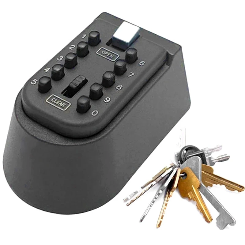 Caja fuerte de 10 dígitos para llaves, candado de combinación con botón pulsador montado en la pared, almacenamiento de llaves al aire libre, soporte de llave seguro electrónico