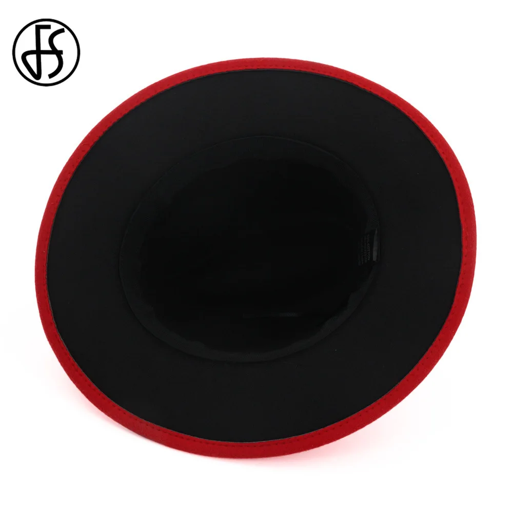 Женская фетровая шляпа-трилби FS шляпа с лентой и широкими полями красного