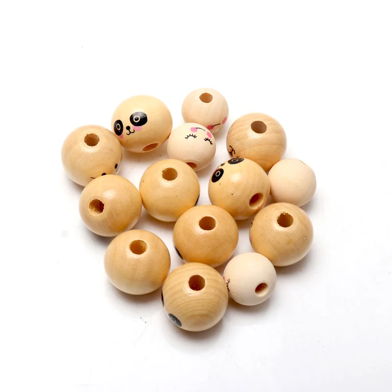 DIY15-20mm Мультяшные изображения натуральные деревянные бусины разделительные