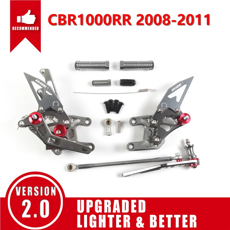 Gray 2008-2011 Араши для HONDA CBR1000RR 2004- с ЧПУ Регулируемая подножка Rearsets подножка CBR1000 CBR 1000 RR 2012 2013 - Цвет: Gray 2008-2011