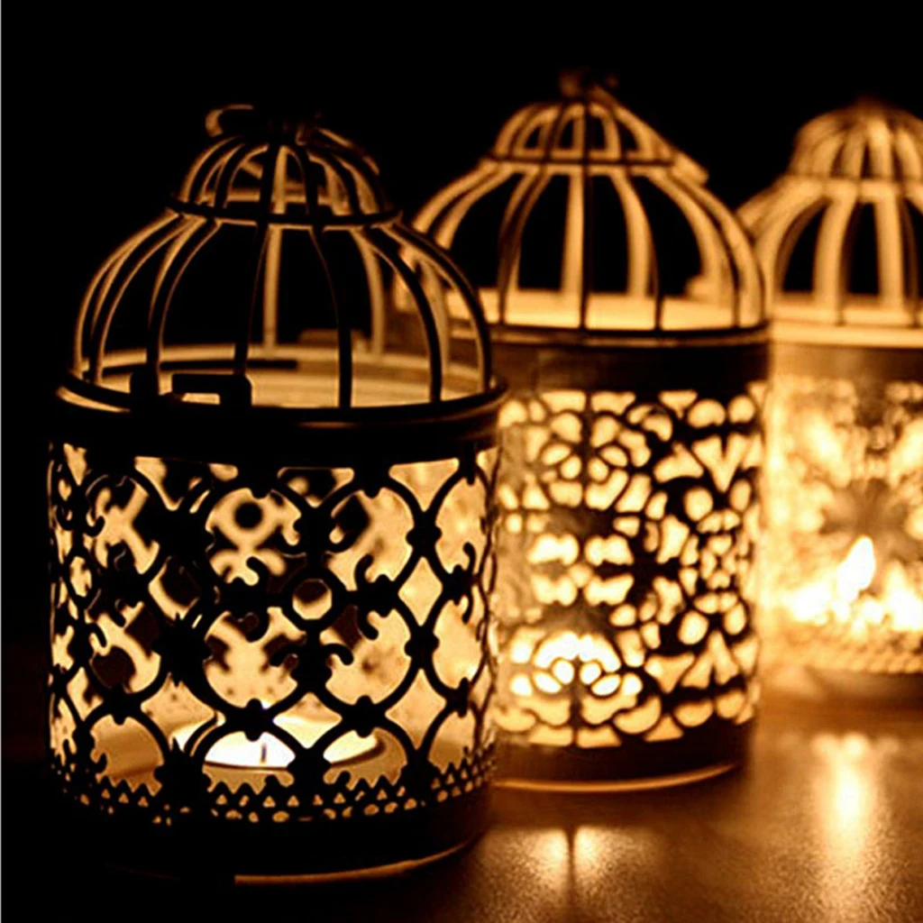 Metal Hollow Birdcage Candle Holder Tealight Candlestick Romantic Night Light Hanging | Дом и сад