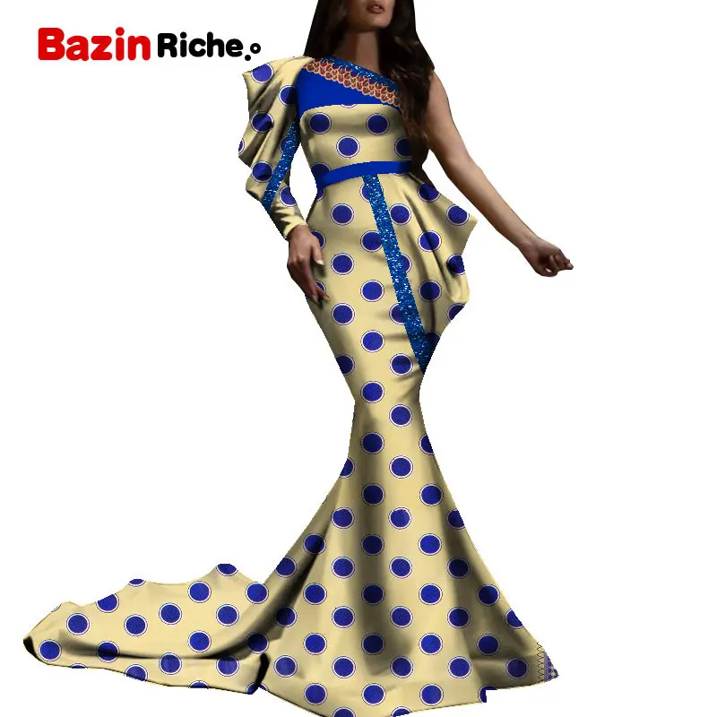 African Dress Women Conference Wedding Party Floor Length Patwork Special Date Dashiki Print Ankara Fashion Wear Clothing WY025