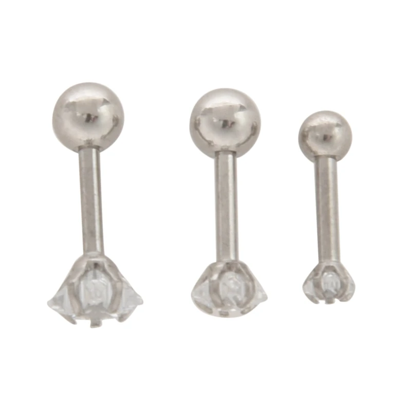 1 Набор 3 размера 316L хирургические стальные звезды прозрачные циркониевые