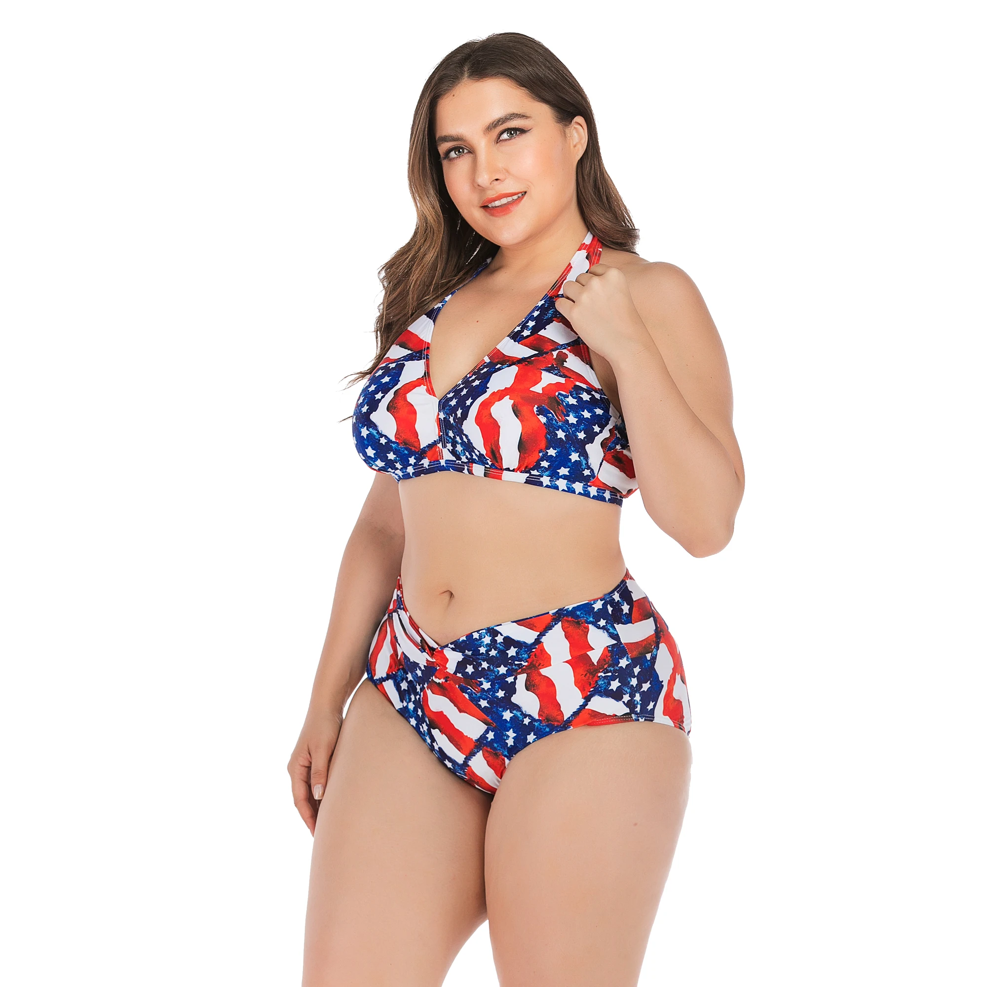 

New Lace-up Backless High Waist Bikini Swimming Suit Sexy Swimwear Women Bodysuits Two-Piece Swimsuit Bathing Suits Plus Size