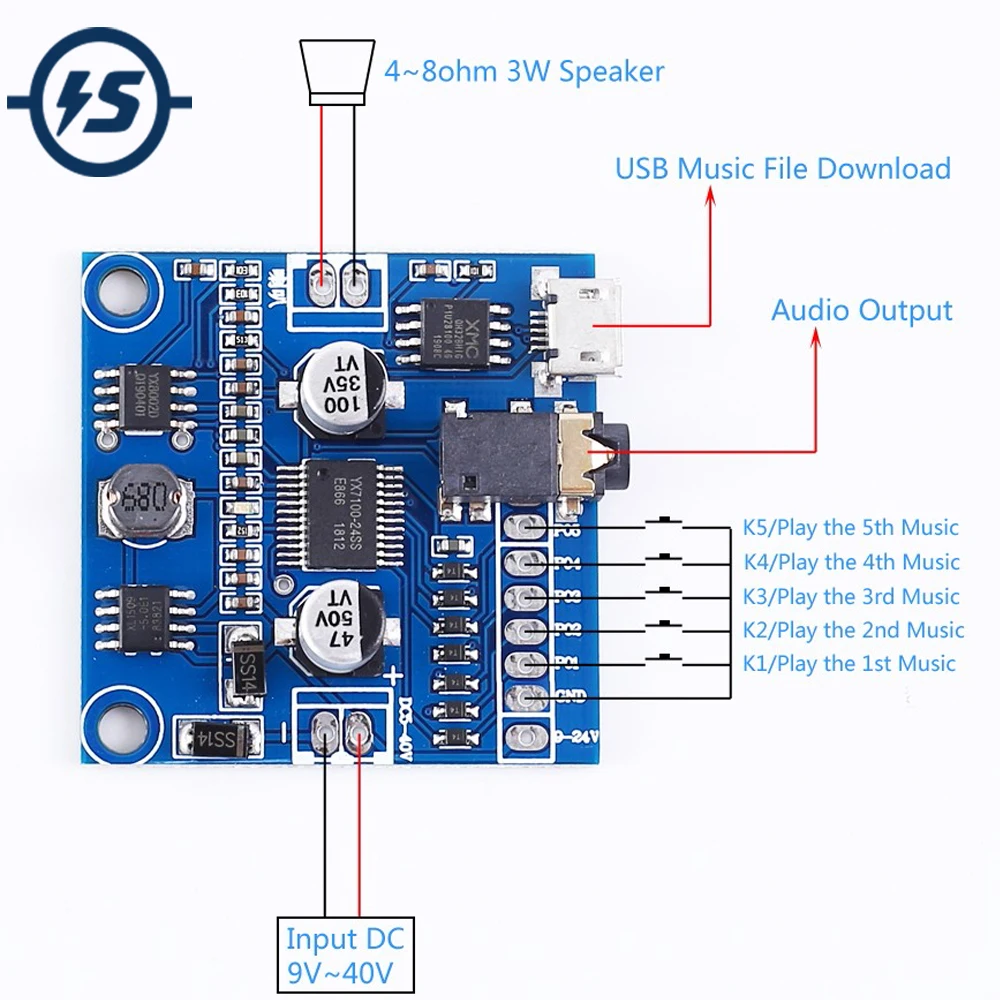 MP3 аудио цифровой модуль усилителя мощности TTL Высокий/низкий уровень управления