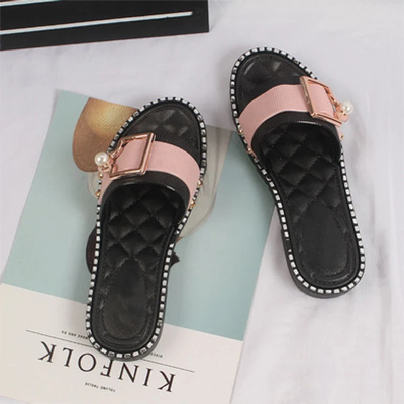 2020 летние женские шлепанцы Женская модная Нескользящая пляжная обувь на плоской