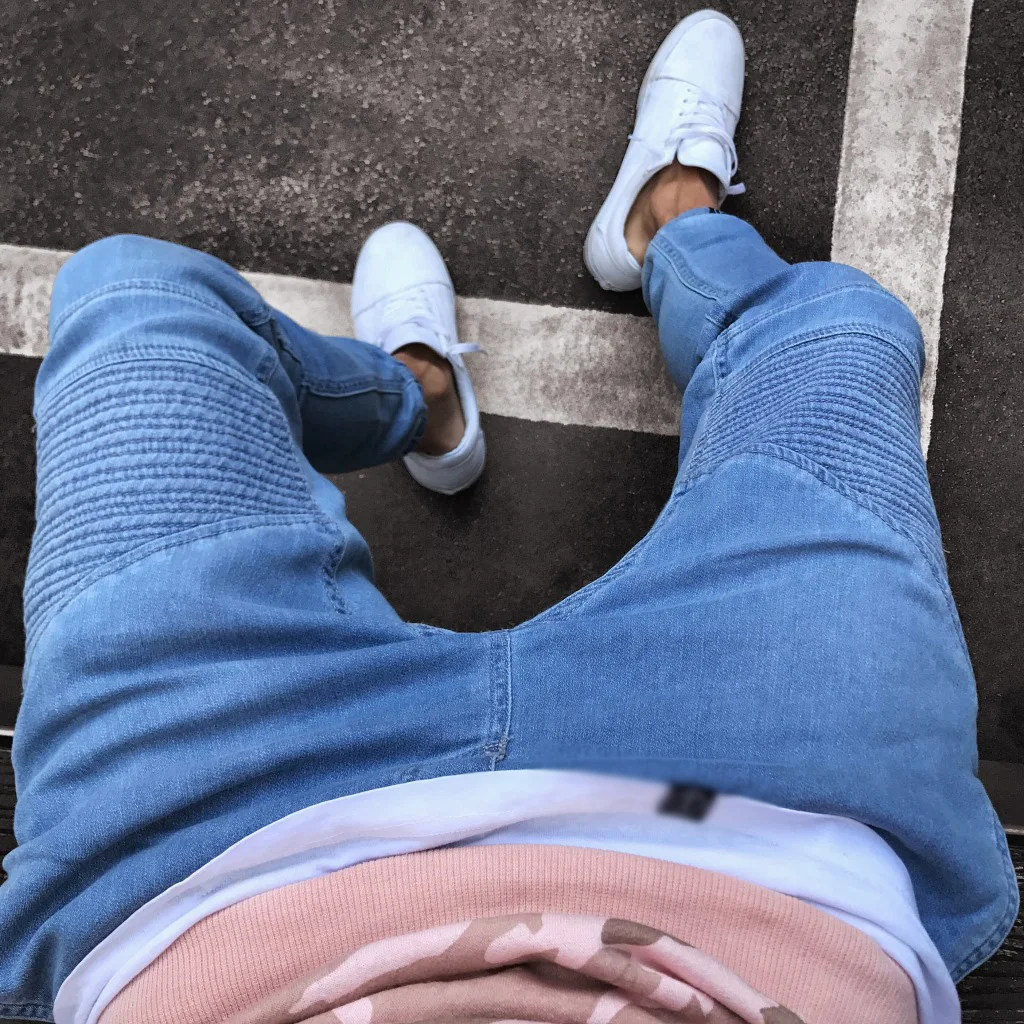

Men 2020 Stretch Ripped Pants Streetwear Mens Denim Jeans Blue Jeans Men Elastic Waist Skinny Jeans