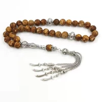 mans bark pattern agates tasbih muslim rosary 33 yellow misbaha knife pendant islam prayer beads bracelet arabic fashion giift