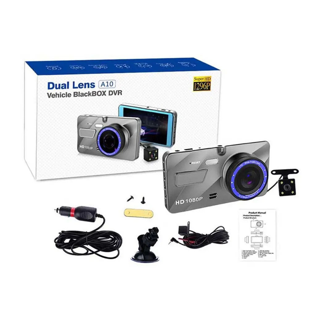 4 0 дюйма видеорегистратор для автомобиля DVR HD 1080P двойной объектив фронтальная и