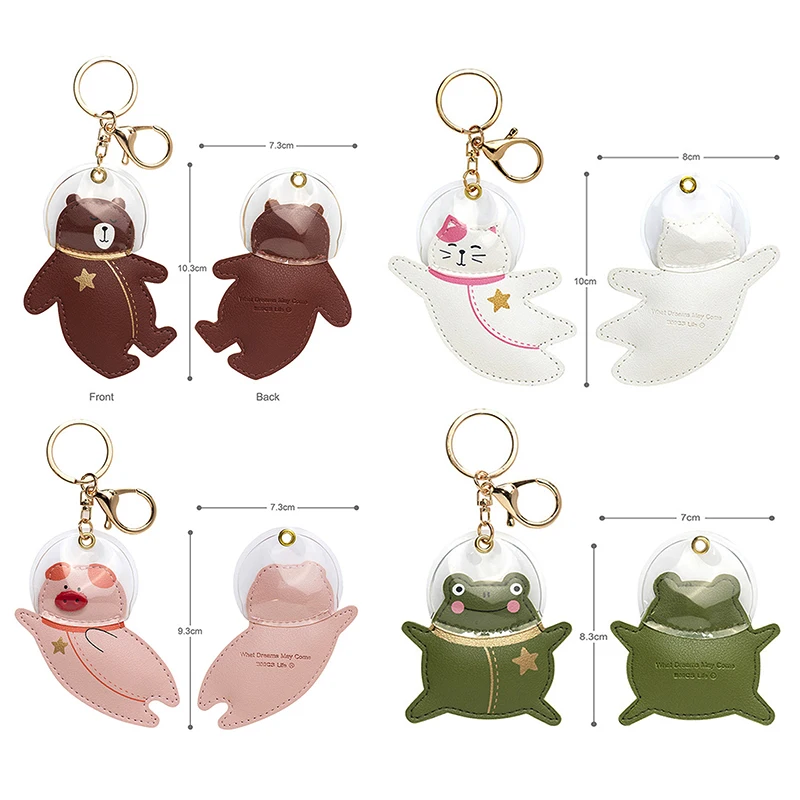 

New Astronaut Creative Keychains Top Grade Leather Car Keychain Student Girl Lovely Cartoon Bag Decoration Gift Key Ring