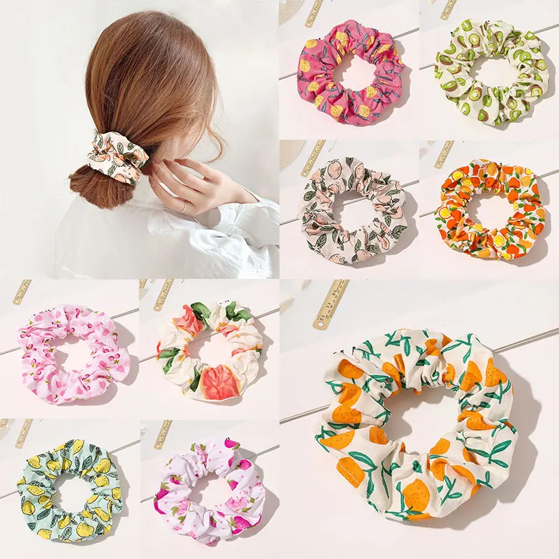 

Hair Accessories Hair Scrunchie Fruit Hair Ties Ponytail Hair Ring Cherry Strawberry Elastic Hair Bands Peach Grapefruit Print