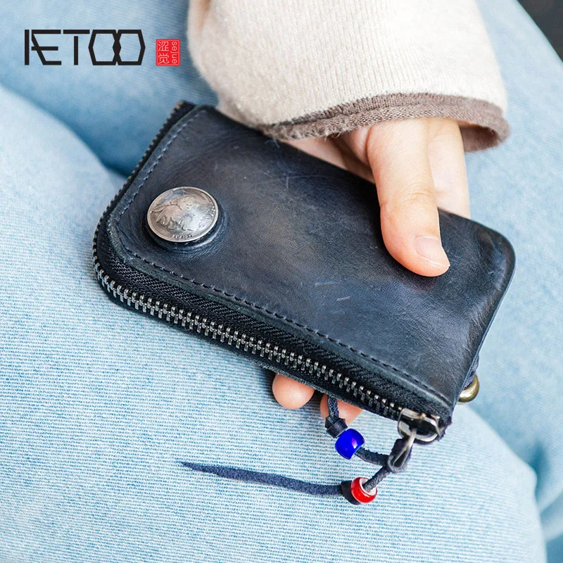 AETOO японская кожаная сумка для ключей карт ретро стиль ручная работа Воловья кожа