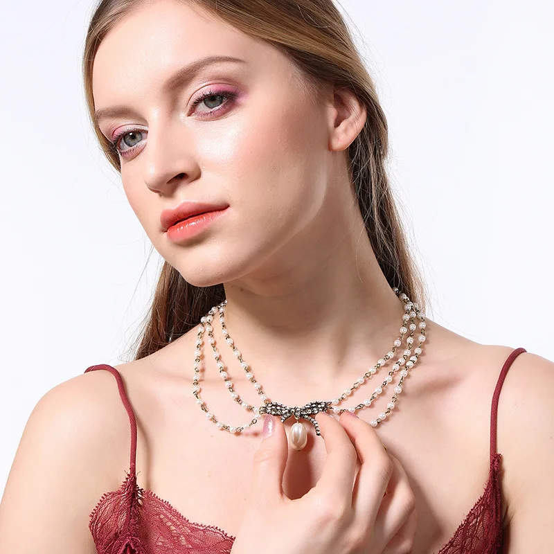 Модное жемчужное ожерелье ручной работы Дамское модное из натурального жемчуга