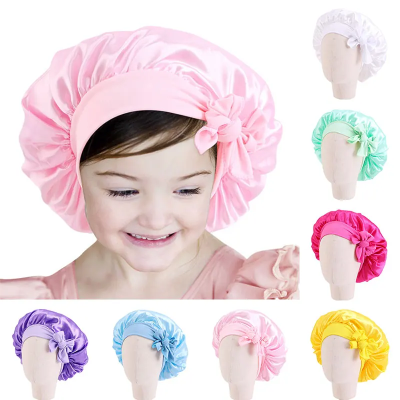 

Skin-friendly Streamer Night Cap Solid Color Elastic Satin Night Cap Baotou Cap Warm Children's Round Cap Elastic Night Cap