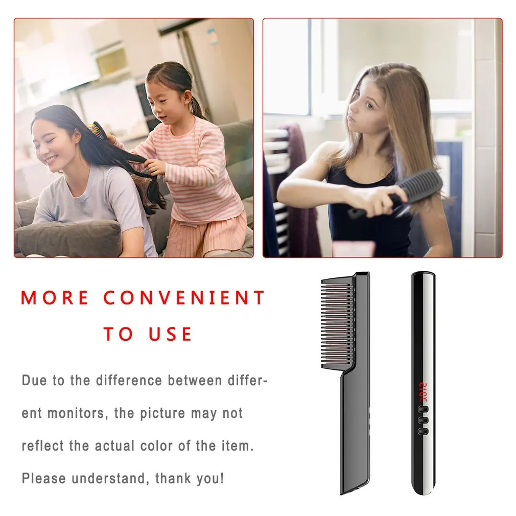 

LED Display Negative Ion Hair Straightening Comb Dry Wet Dual Purpose Hair Comb Hair Straightener Brush Smoothing Brush