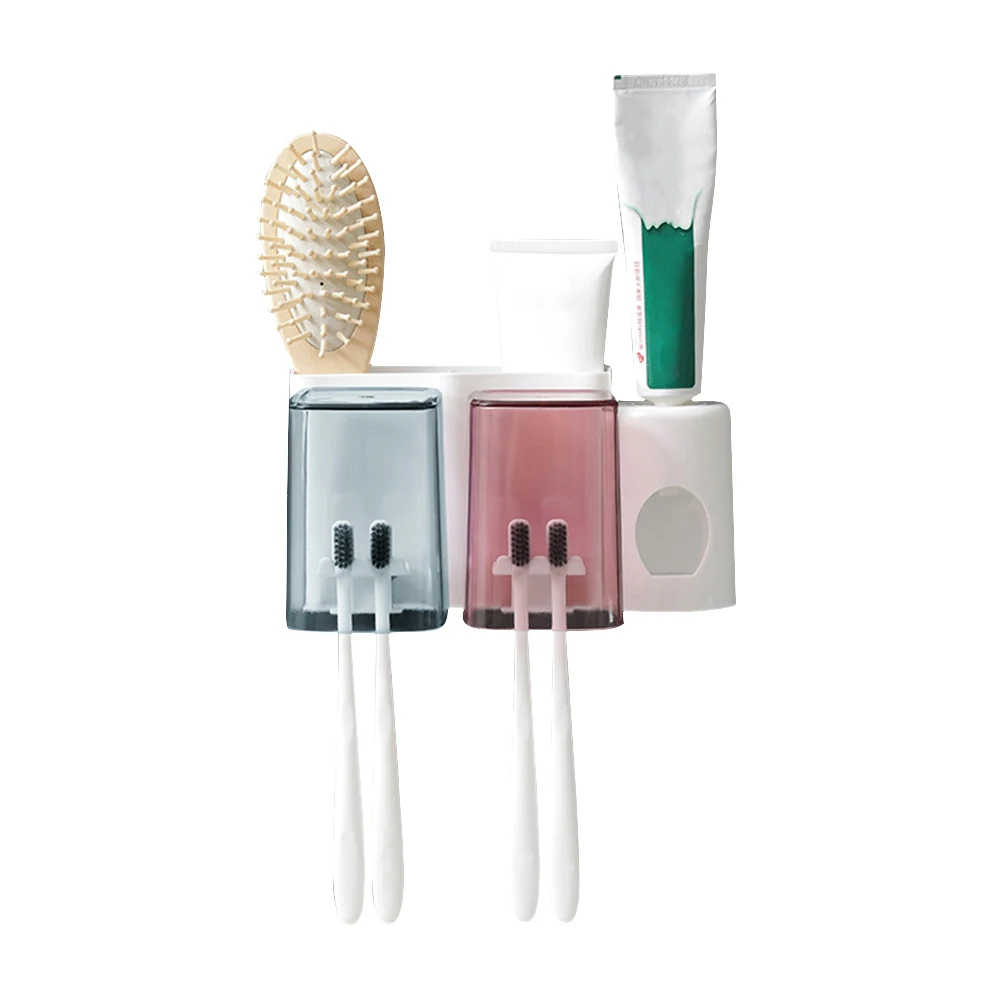 Настенный многоцелевой держатель для зубной пасты и щетки прозрачный стеллаж