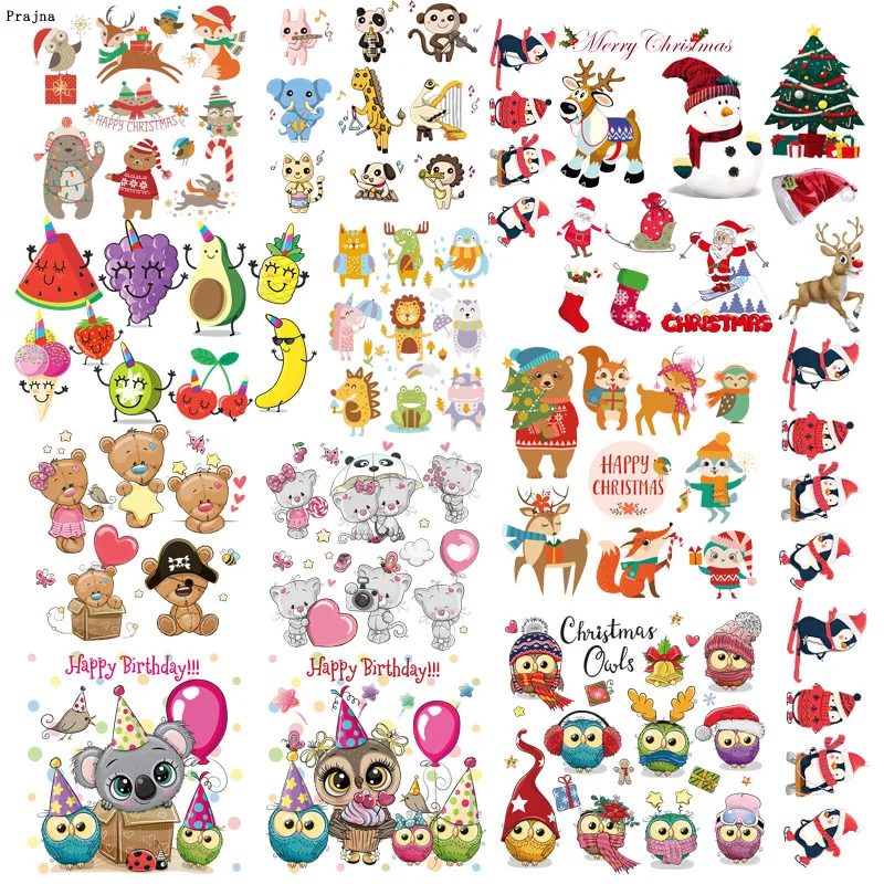 Prajna Мультяшные единороги Совы коала медведь животные Гладильные наклейки на