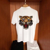 summer cotton 100 mens t shirt perfect brand tiger hot rhinestone oversized business polo short sleeve m 4xl