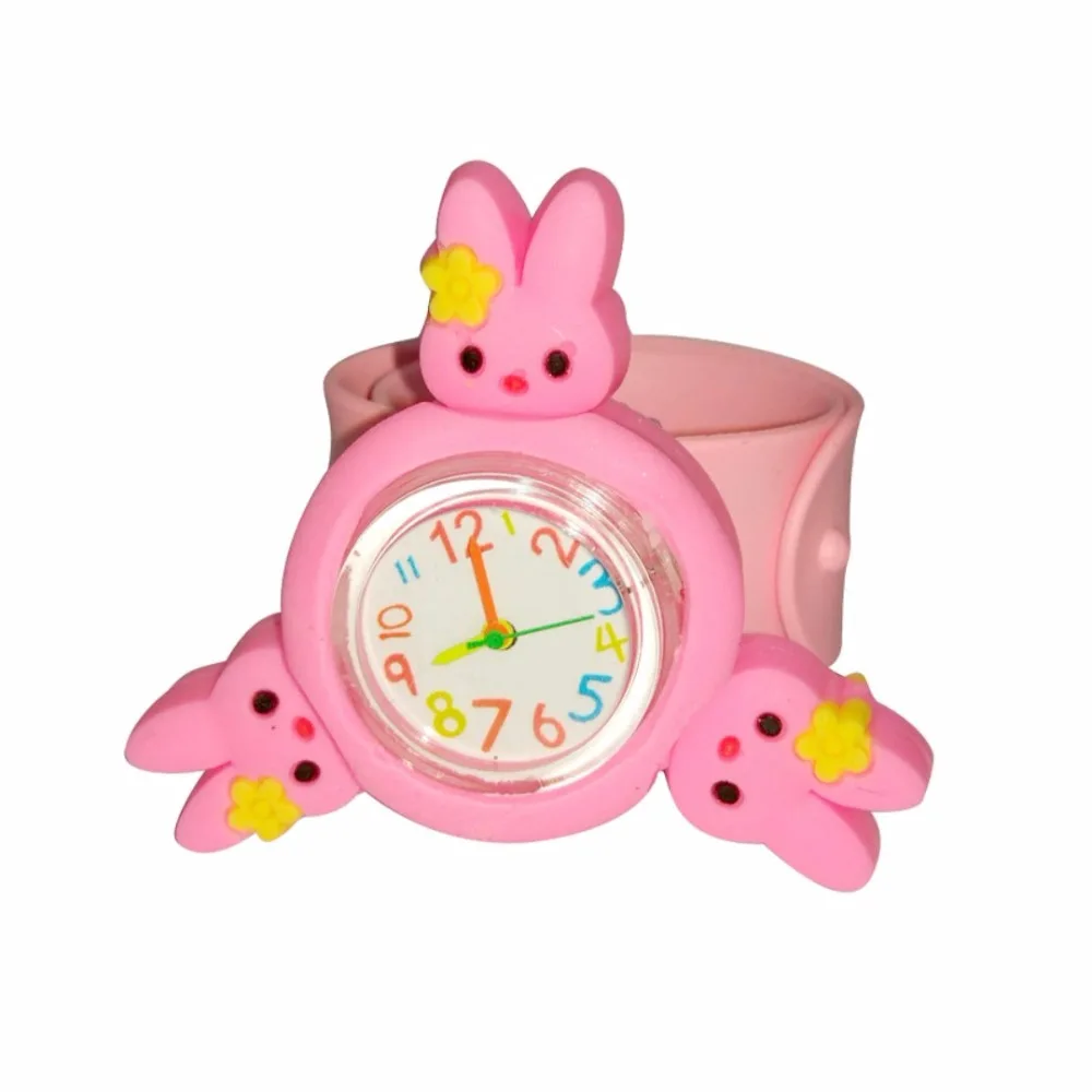 Rabbit children top watch cute animal printed ribbon rotating pat table snap ring | Наручные часы