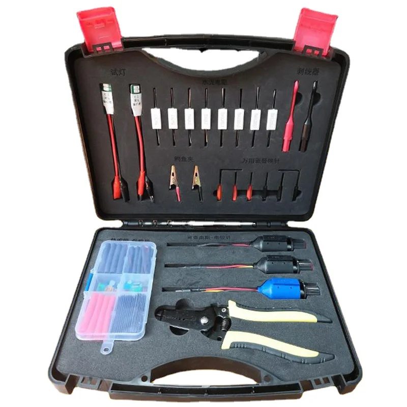 

Новый набор инструментов для ремонта цепи автомобиля, набор инструментов для ремонта цепи с диодами, тестовая лампа с зачисткой проводов