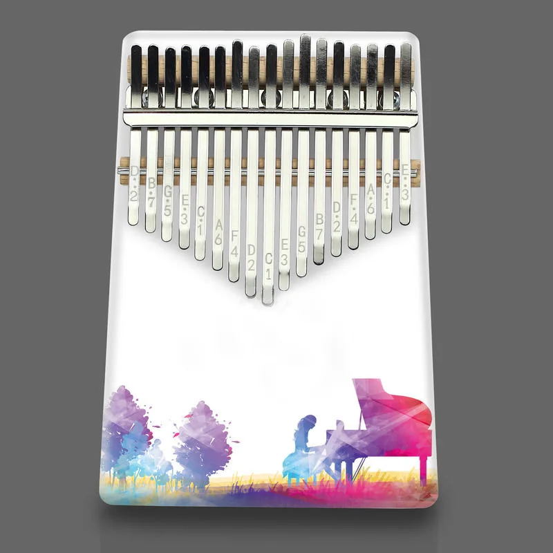 Nice Sound Creative Beginner Finger 17 Tones Kalimba Piano Painted on White Musical Instrument Thumb Whole Wood | Спорт и
