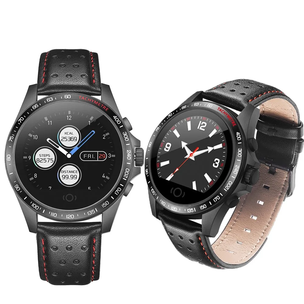 Новый кожаный Смарт часы IP67 Водонепроницаемый с экраном сердечного ритма крови