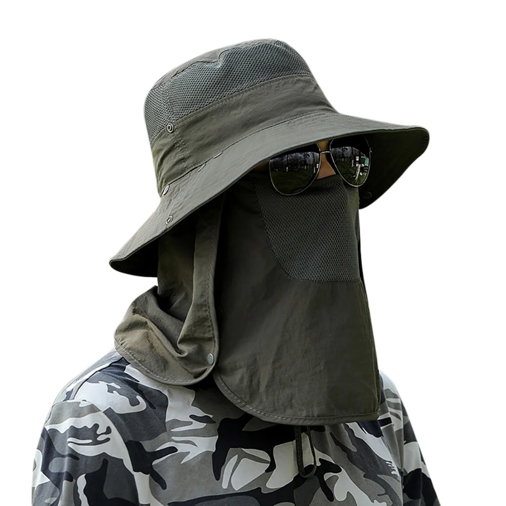 

Outdoor Fishing Sunhat Disassembled Breathable Anti-uv Sun Hiking Caps Fisherman Large Eaves Face Mask Sunshade Adjustable Caps