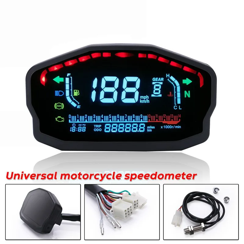 

For 2,4 Cylinders Motorcycle Universal LED LCD Speedometer Digital Backlight Odometer For BMW Honda Ducati Kawasaki Yamaha