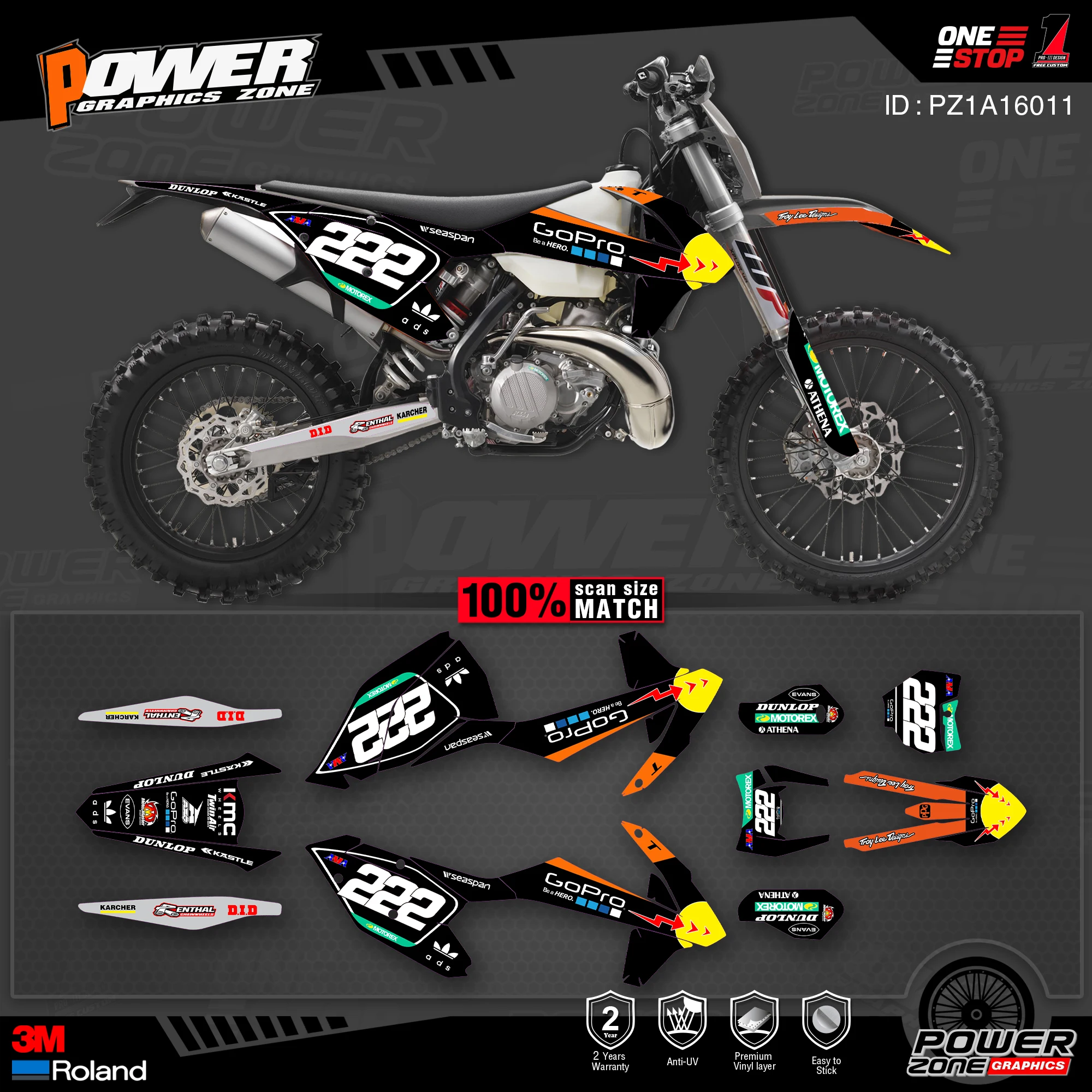 Набор наклеек PowerZone для KTM SX SXF MX 16-18 EXC XCW Enduro 17-19 125-500cc 11 | Автомобили и мотоциклы