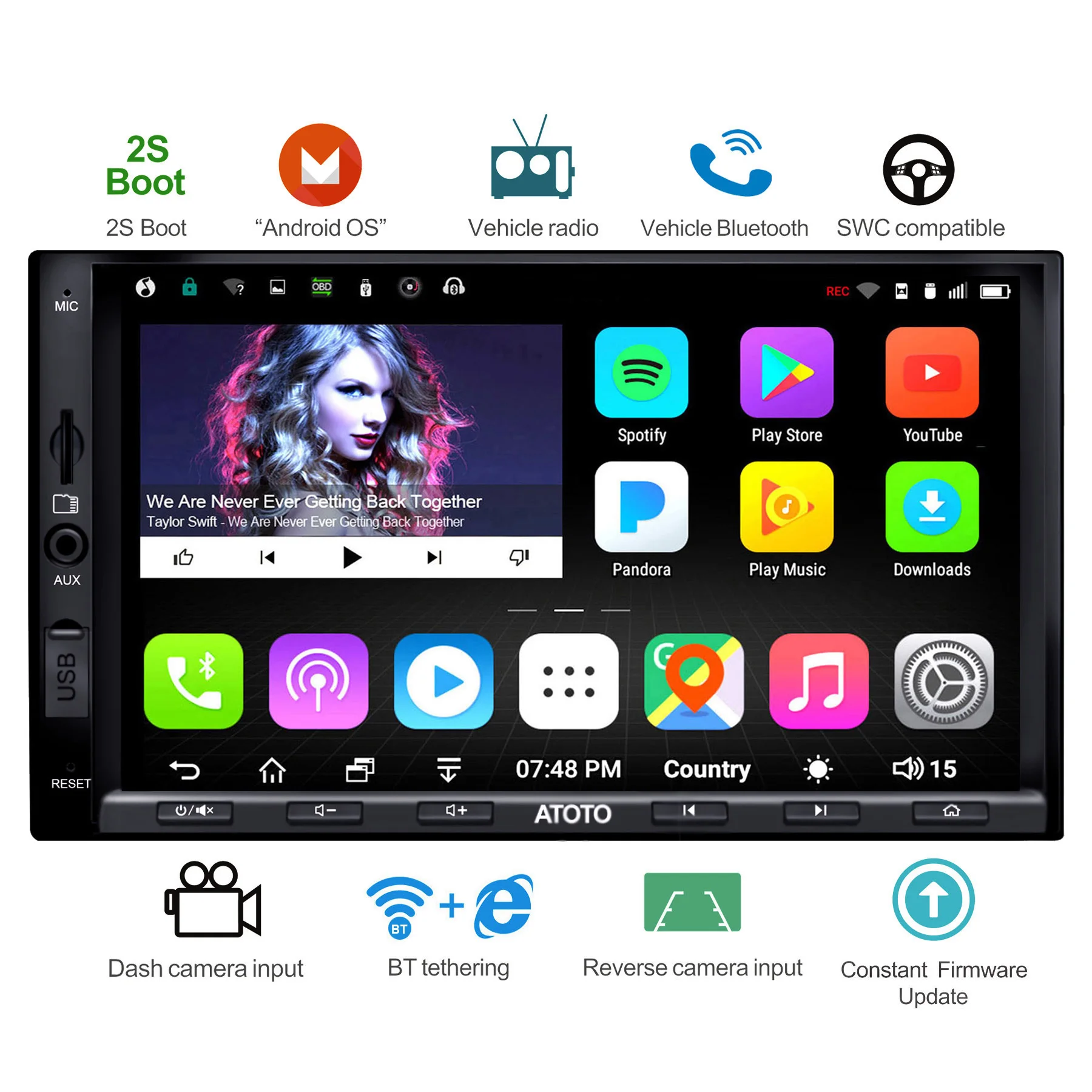

ATOTO Z-A6Y2710SB 2 din Android беспроводной WiFi Автомобильный GPS-навигатор стерео плеер и двойной Bluetooth Авторадио мультимедийное радио