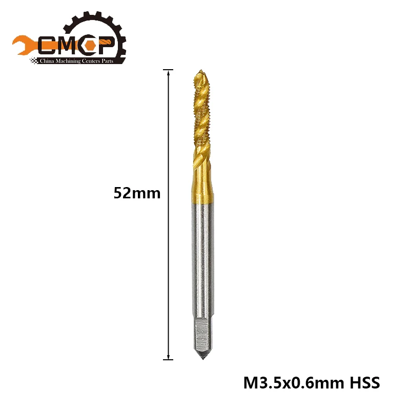M3.5x0.6 1 шт. M2/M2.5/M3/M3.5/M4/M5/M6/M8 спиральный резьбовой кран высокоскоростной стальной ручной кран сверло титановое покрытие метрический винт кран - Цвет: M3.5x0.6