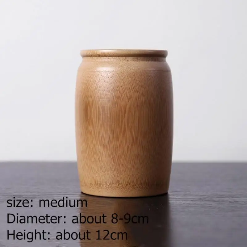 

Bamboo Cylindrical Storage Bottle Jars Tin Tea Food Box Cover Sealed Storage Eco-Friendly Stocked Kitchen Home Decor Storage Box