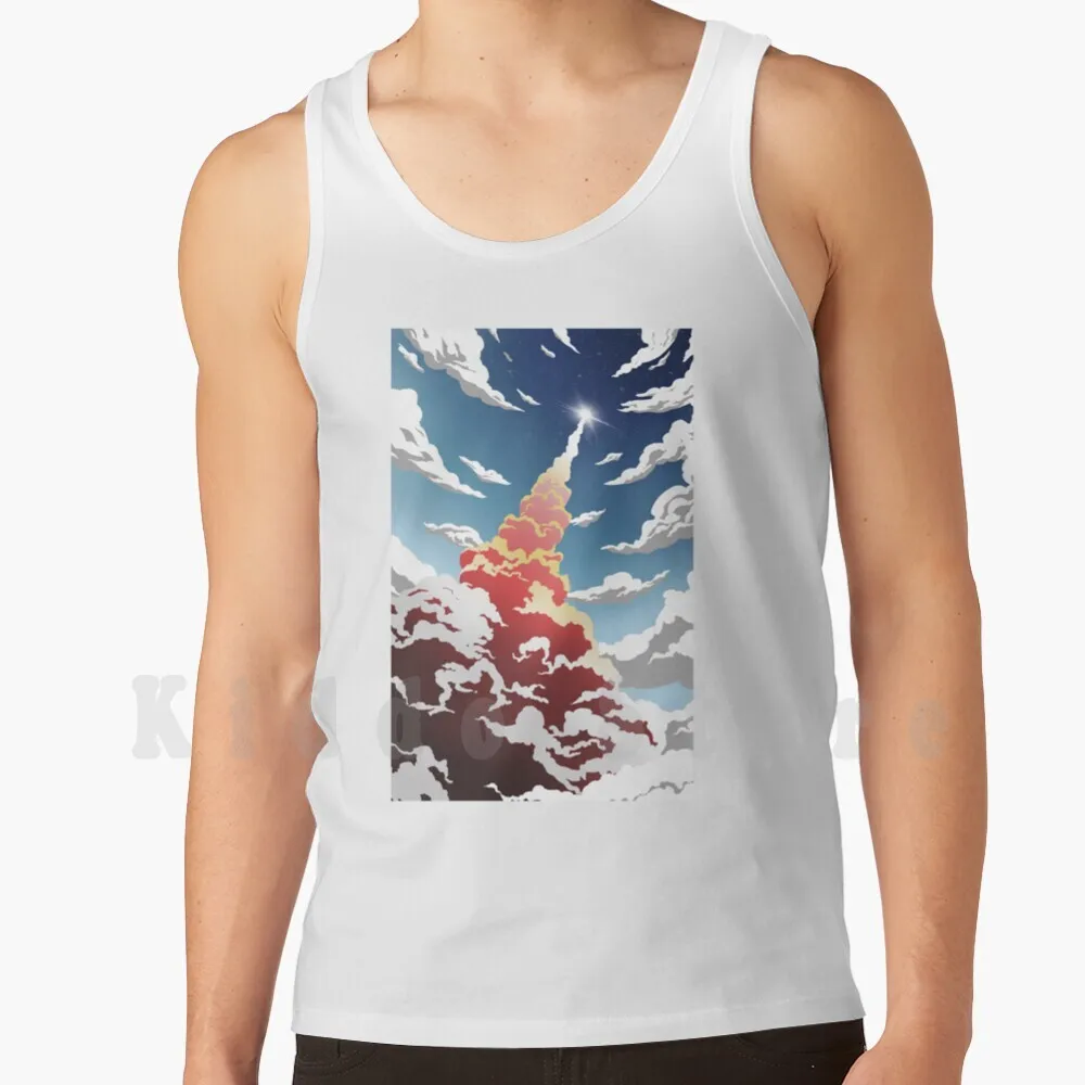 Безрукавка Time For Liftoff жилет без рукавов космос ракета Пуск облака небо звезды