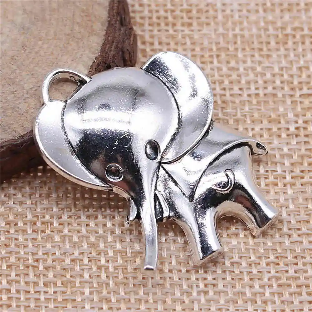 

Earring Charms For Jewelry Making 6pcs Elephant Charms 37x31mm Antique Silver Plated