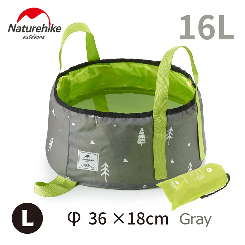 16L Gray NatureHike NH18L010-P складной умывальник ведро умывальник Кемпинг воды горшок мешок контейнер для автомобиля Рыбалка - Цвет: 16L Gray