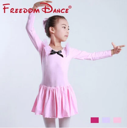 Пышное Хлопковое платье для девочек с длинным рукавом розового и синего цветов |