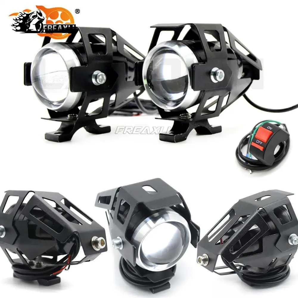 motorcycle bicycles headlight u2 flash led driving spot light black auxiliary lamp u5 12v led motocross part for 125150250300 free global shipping