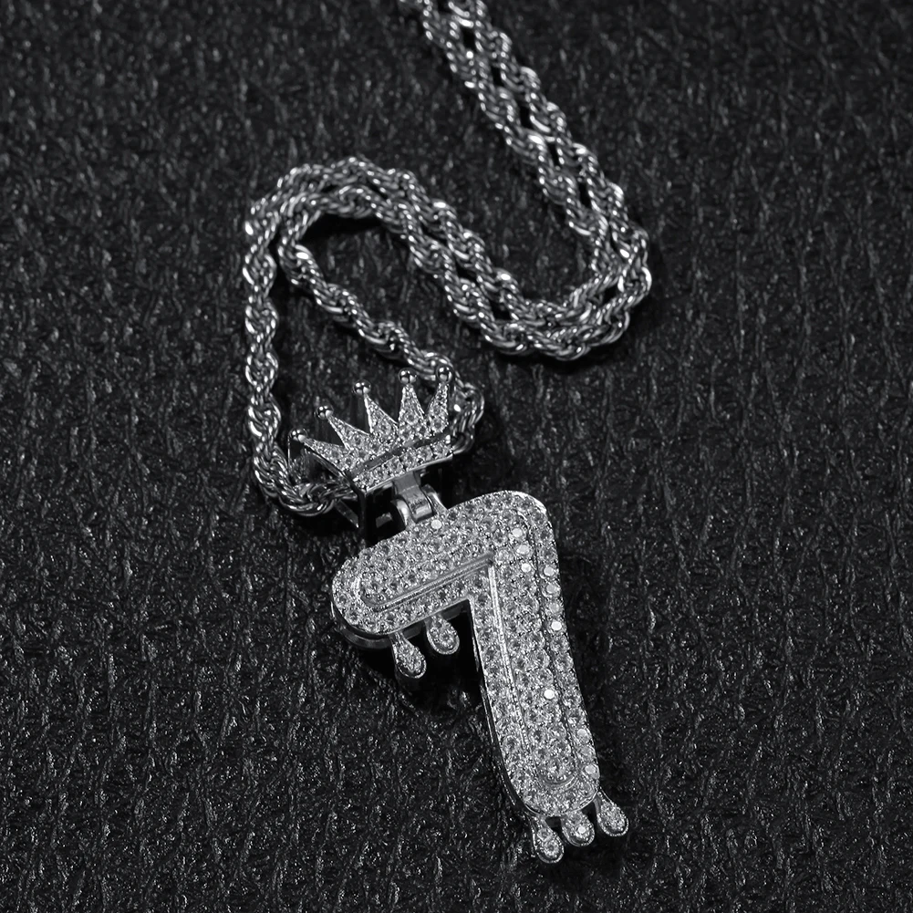 Uwin пользовательские Корона капельные цифры Bling Iced Out ожерелье для мужчин женщин золотой цвет кубический циркониевый хип хоп ювелирные изделия