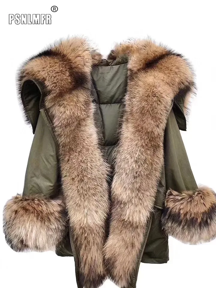 

Женская куртка-бомбер с воротником из пальто из натурального меха енота натуральной кожи, с отделкой из енота, верхняя одежда большого разм...